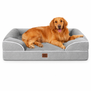 Large Orthopedic Memory Foam Dog Bed with Removable Washable Cover – Grey